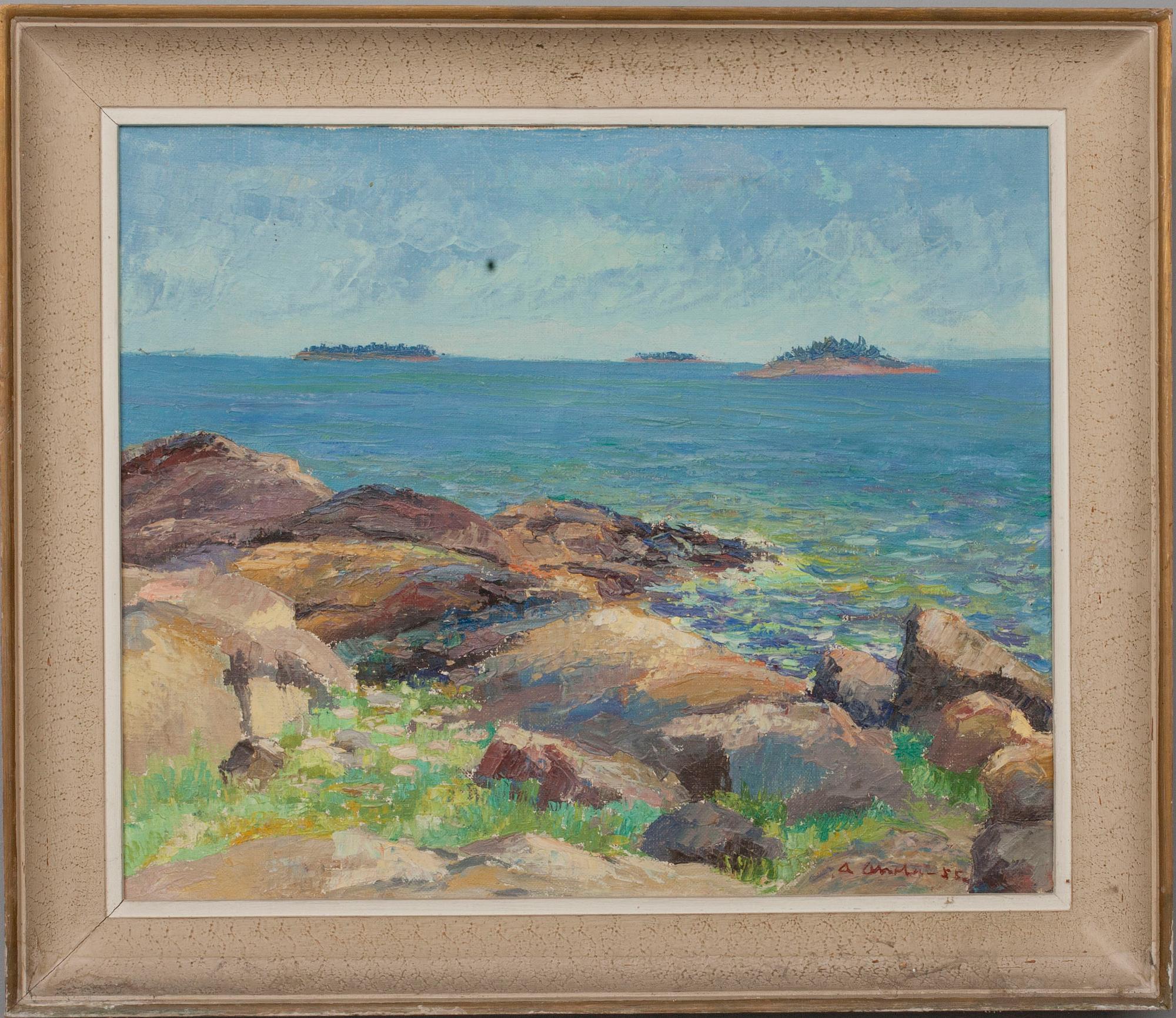 ARVO AHOLA, olja på duk, signerad och daterad 1955.