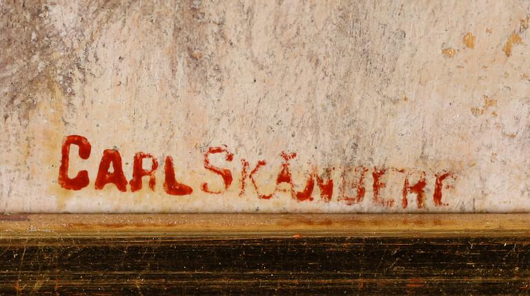 CARL SKÅNBERG, olja på pannå, stämpelsignatur.