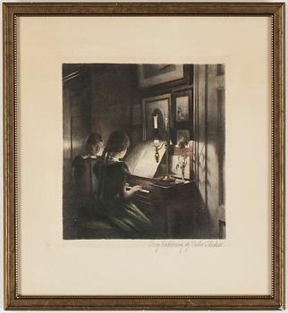 Peter Ilsted · PETER ILSTED, mezzotintetsning, signerad.