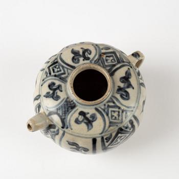 A blue and white pot, Thai, Sawankhalok, 14th/17th Century.