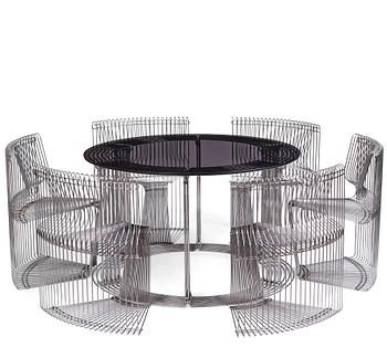 Verner Panton, a "Pantonova" dining table with 6 chairs,
Fritz Hansen, Denmark, ca 1971.