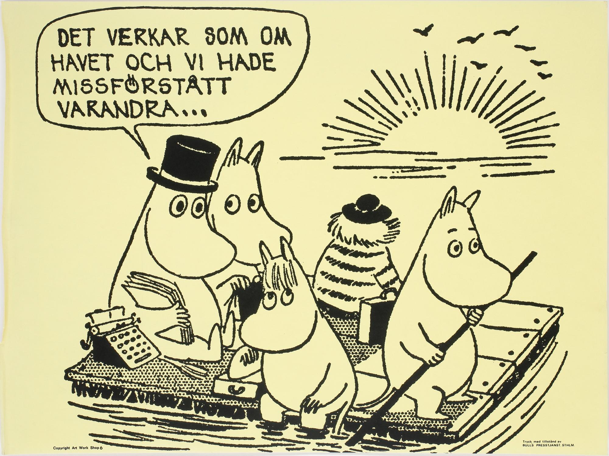 PLANSCHER, 6 st, Tove Jansson, Bulls Presstjänst, Stockholm, 1960-tal.