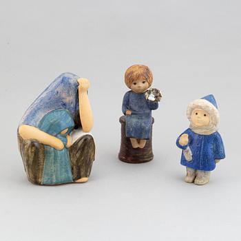 Lisa Larson, three stoneware figurines, K-studion, Gustavsberg.