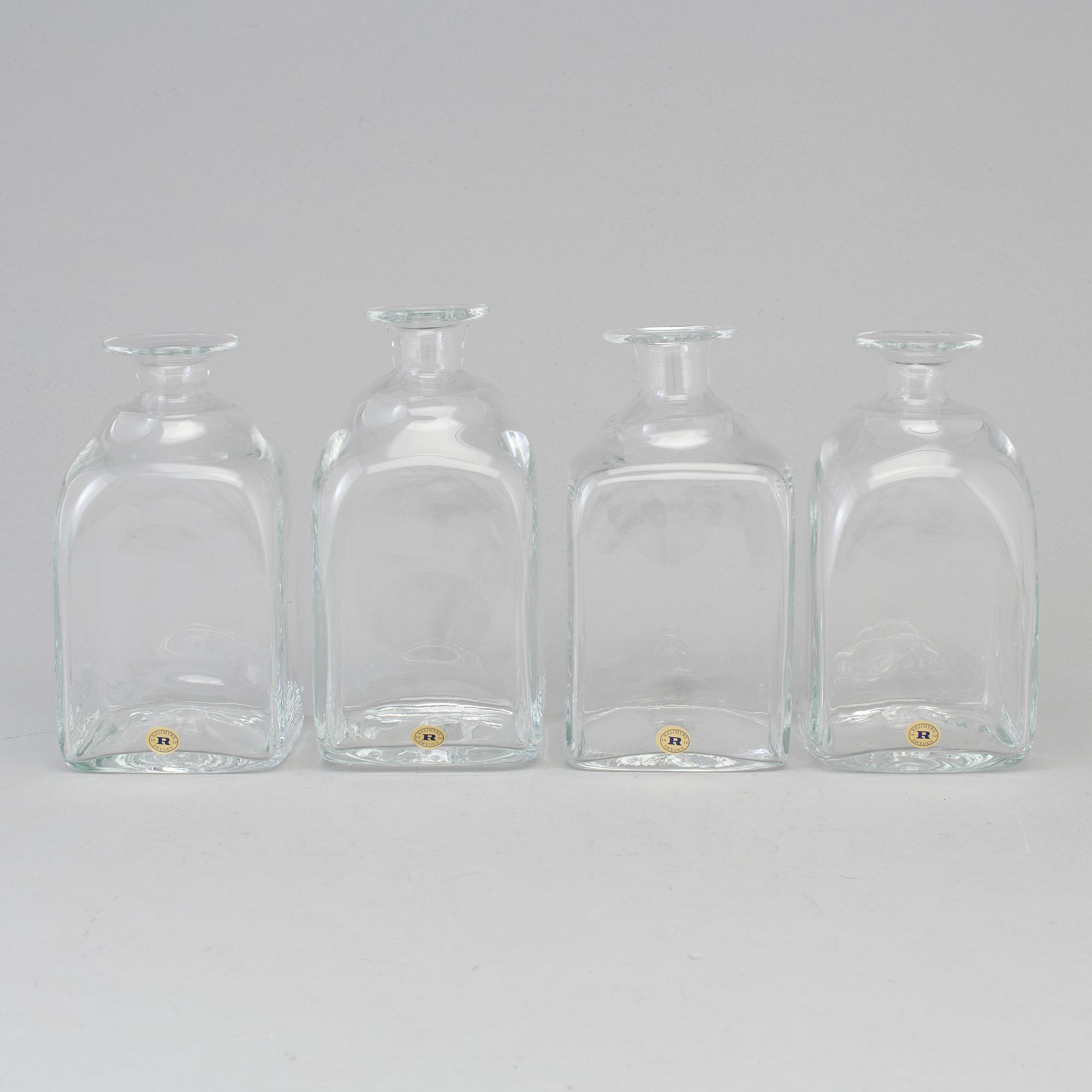 KARAFFER 4 st, "Antik", Reijmyre Glasbruk.