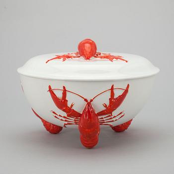 KRÄFTSKÅL MED LOCK, flintgods, Rörstrand 1900-talets första hälft.