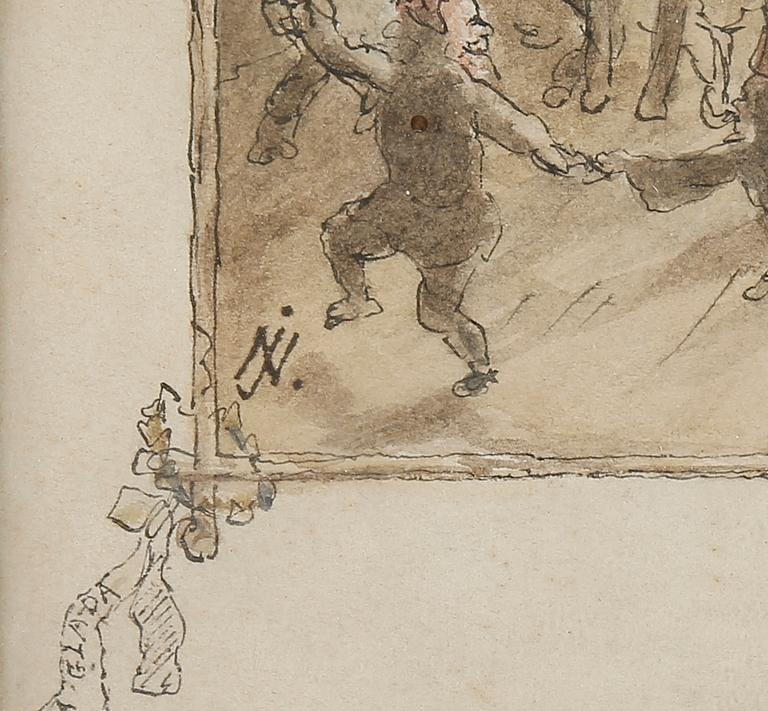 OKÄND KONSTNÄR, akvarell, monogramsignerad JN, daterad i motivet den 14 November 1878.