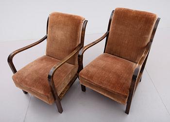 FÅTÖLJER, 1 par, art déco, 1930-tal.