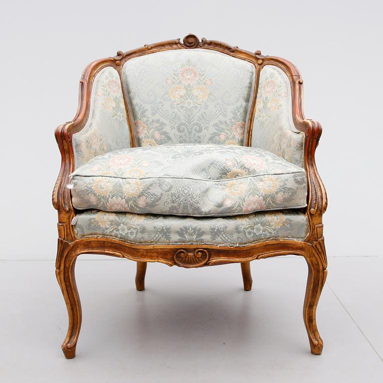 FÅTÖLJ, rokokostil, 1900-talets mitt.