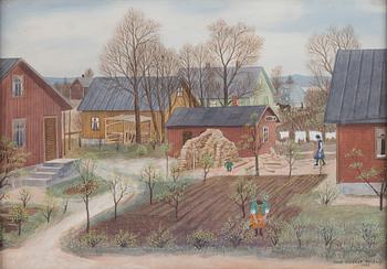Oskar Bergman, watercolour, signed and dated Perstorp 1925.