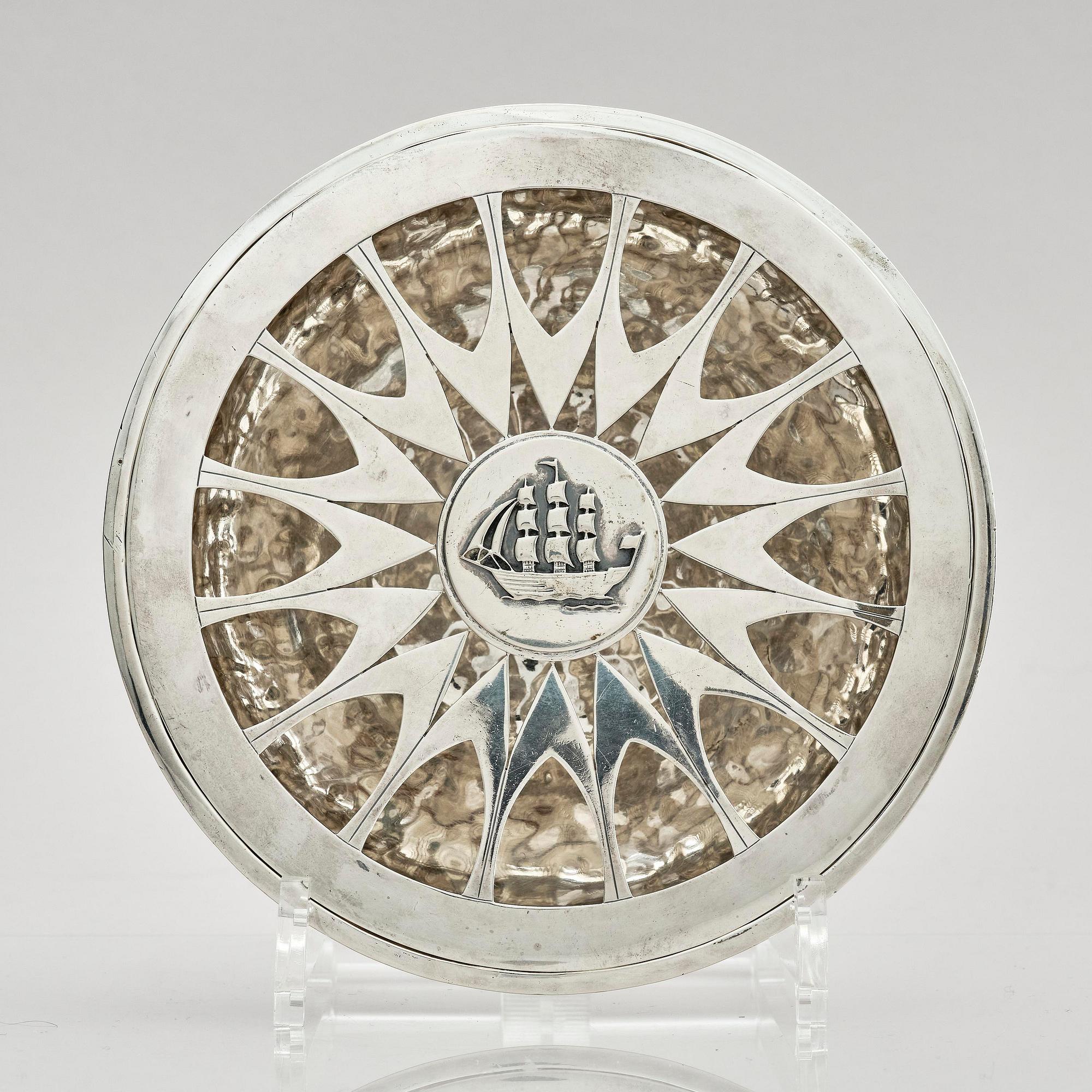 Carl Fredrik Carlman, a sterling silver ashtray, designed by Sven Carlman, Stockholm, Sweden 1955.