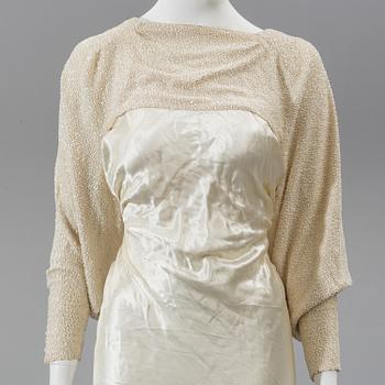 A satin wedding dress, circa 1935.