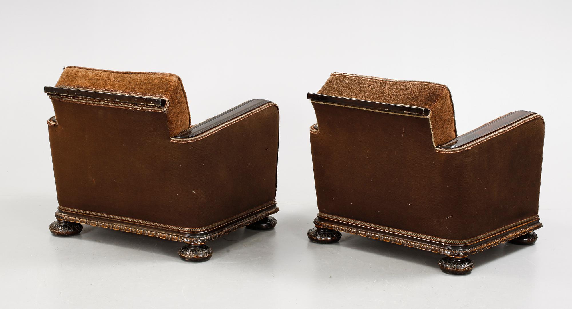 FÅTÖLJER, ett par, art déco, 1930/40-tal.