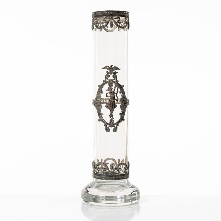 Vase, glass and silver plate, Topazio Casquinha, Portugal.