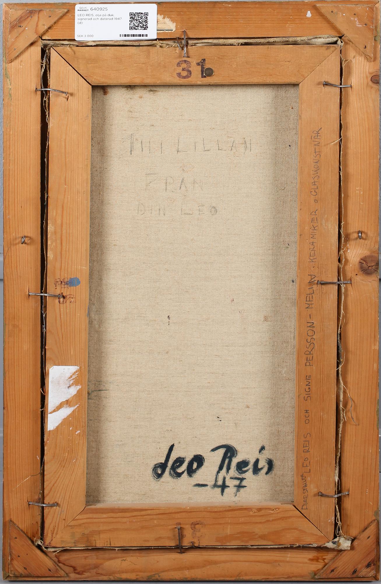 LEO REIS, olja på duk, signerad och daterad 1947.