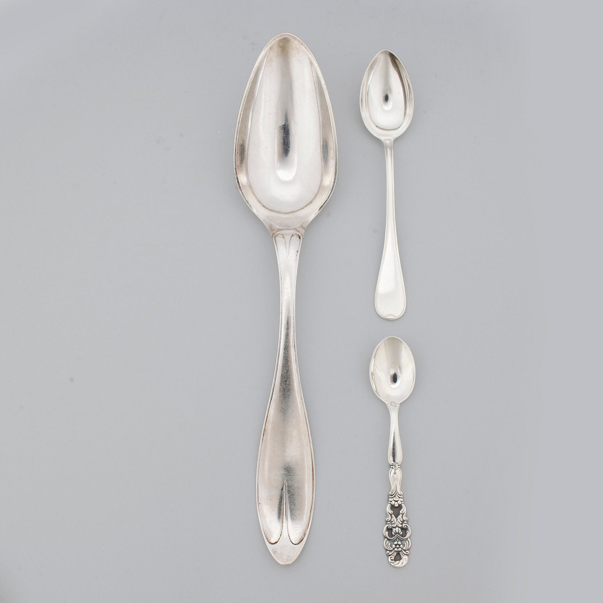 SKEDAR, 6+6+6, silver, bla Gustaf Henrik Sidwall i Norrköping, 1800-1900-tal. Tot ca 600 gram.