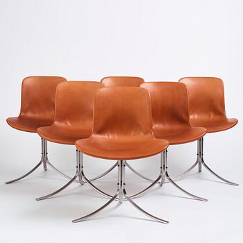 Poul Kjaerholm, a set of six 'PK-9' chairs, Fritz Hansen, Denmark, 2006.