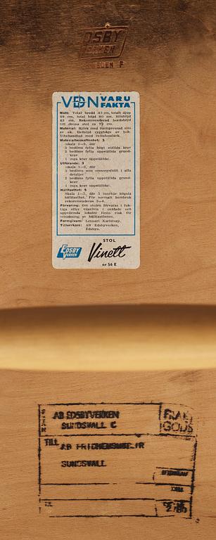 STOLAR, 5 st, Vinett, Lennart Karlstorp, 1900-talets andra hälft.