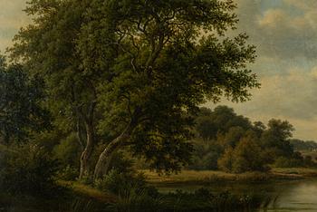 Fredrik Christian Kiaerskou, Landscape with rowing boat on the water.