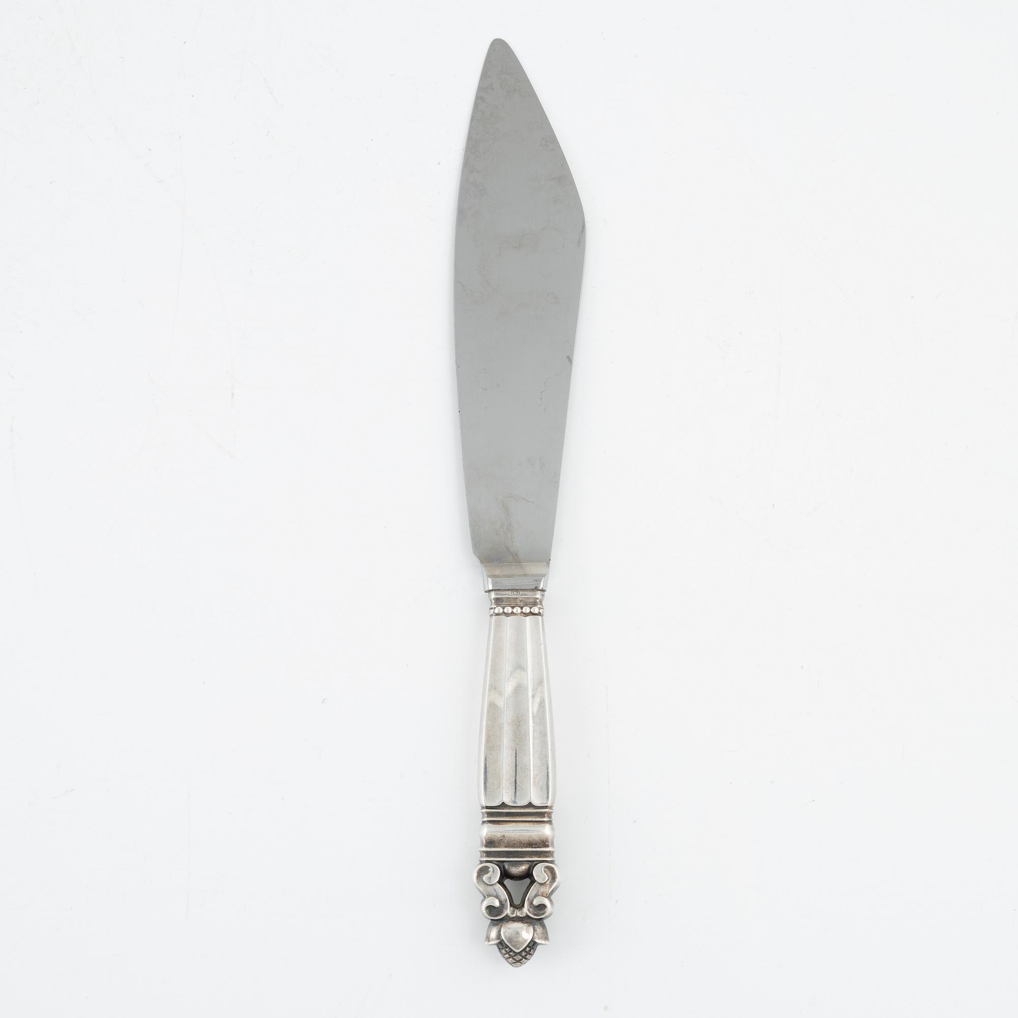 Johan Rohde, tårtkniv, sterlingsilver, "Konge/Acorn", Georg Jensen,