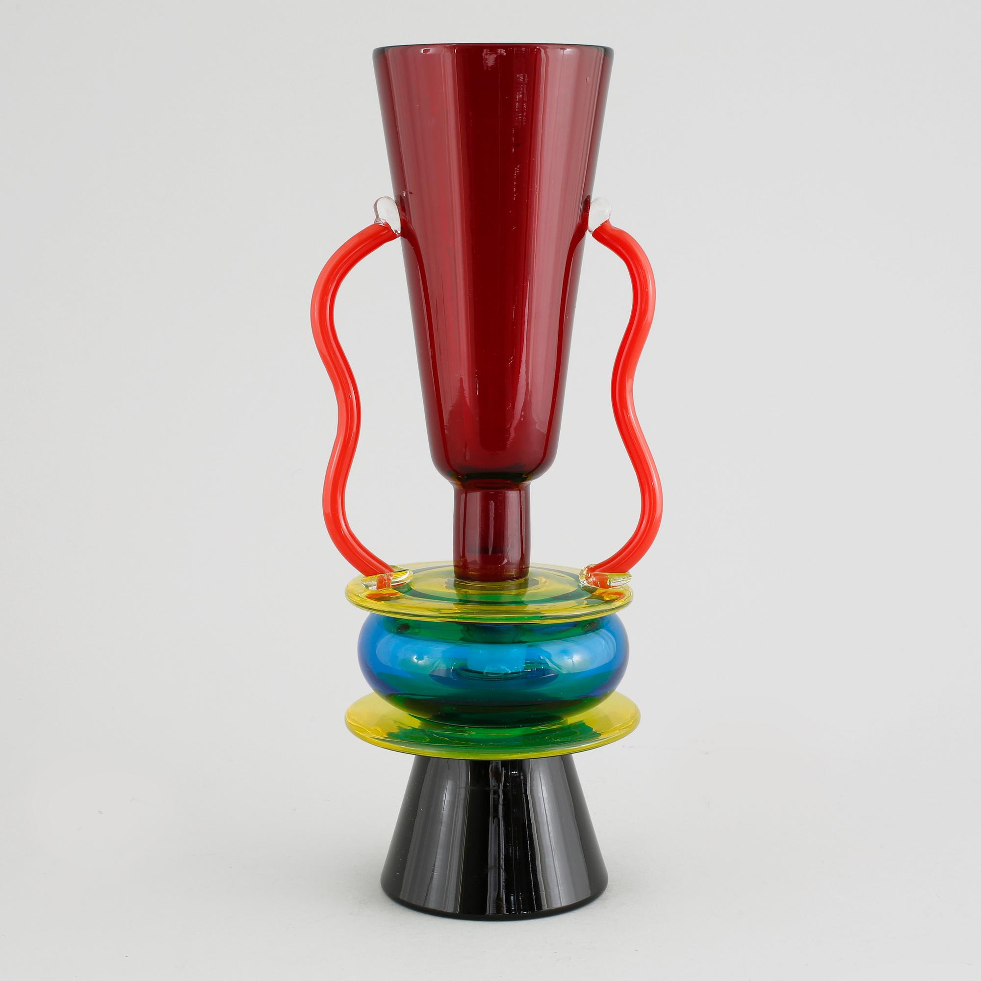 ETTORE SOTTSASS, vas, "Sirio", Memphis Milano, Toso Vetri d'Arte, formgiven 1982.