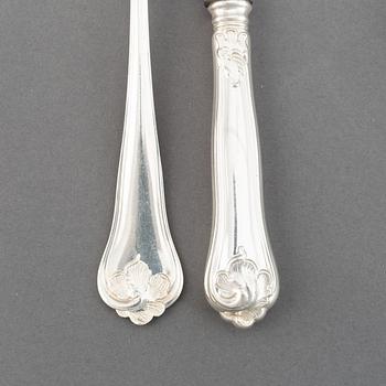 Besticksuppsättning, 59 delar, silver, modell Sachsisk, Cohr, Danmark. Svenskt importstämpel.