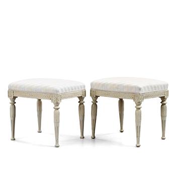 64. A pair of late Gustavian stools by Ephraim Ståhl (master in Stockholm 1794-1820).