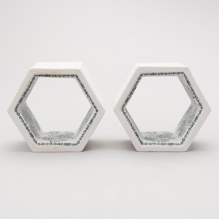 Two 1960s sculptures 'Hexagon tiles', for Arabia, Finland.