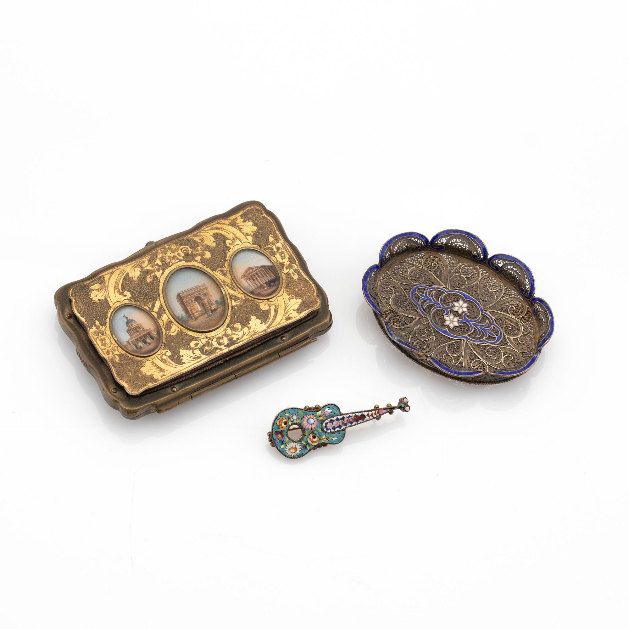 Parti, 3 delar, miniatyrarbeten, omkring 1900.