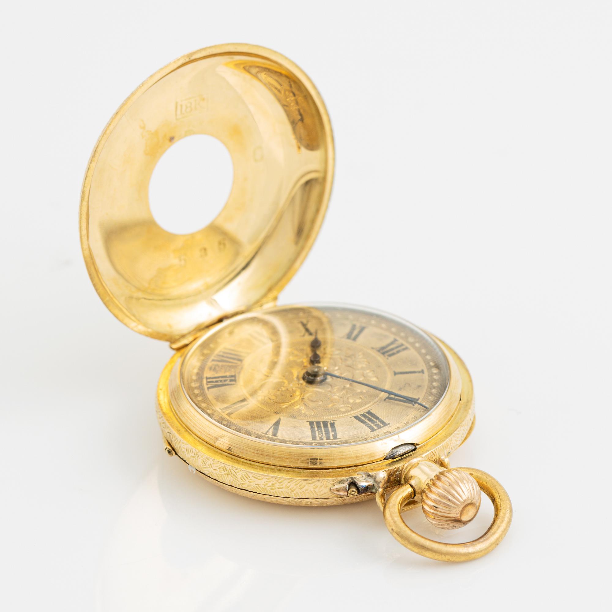 Pocket watch, 18K gold, 32 mm.