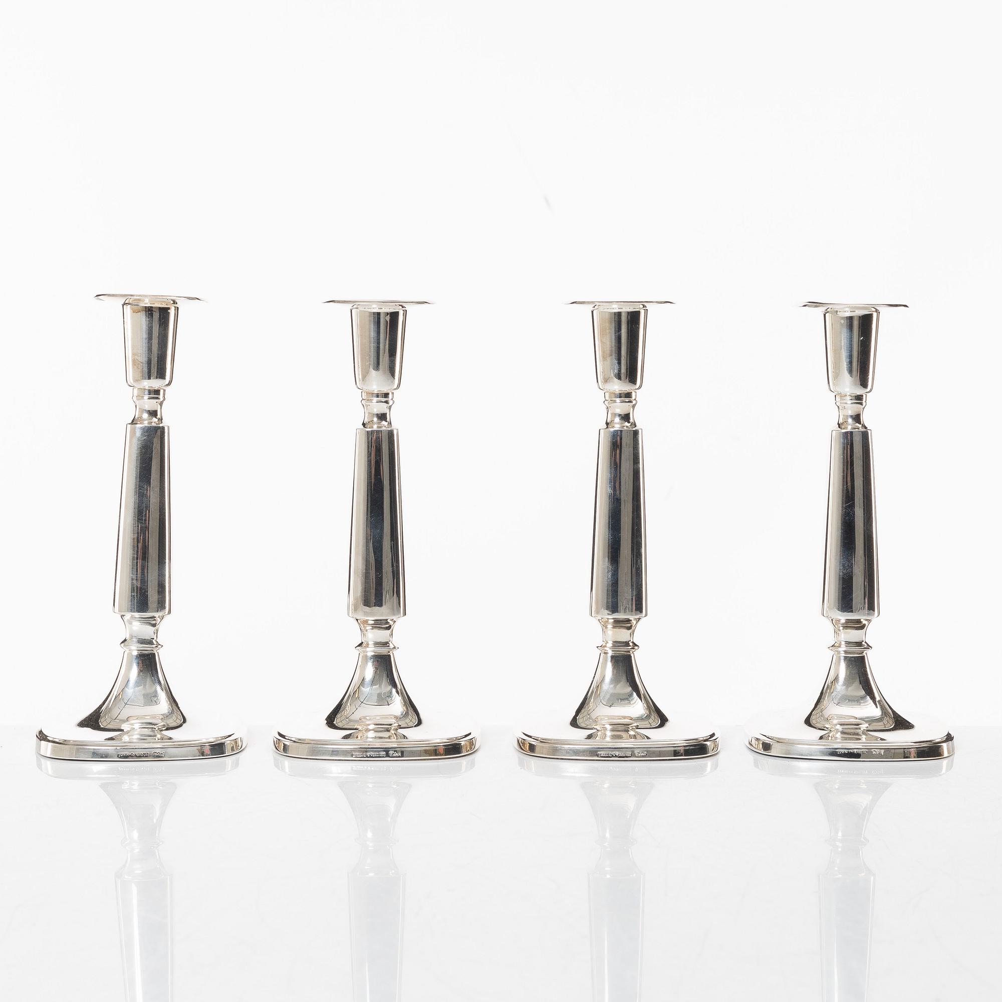 Tore Eldh, candlesticks, 4 pcs, silver K&EC, 1967, Ceson, Gothenburg 1995.