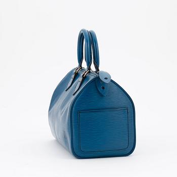 LOUIS VUITTON, a blue epi letaher "Speedy ".