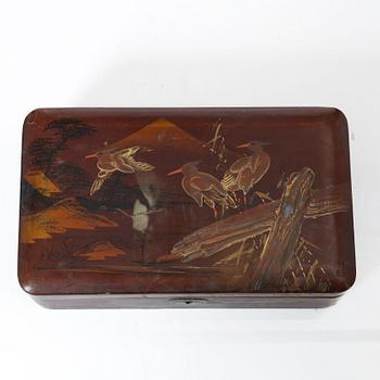 Schatull, två stycken, lack. Omkring 1900.