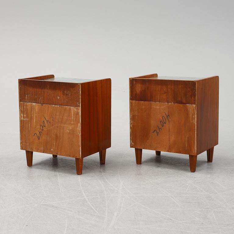 A pair of mahogany bedside tables, mid 20th Century.