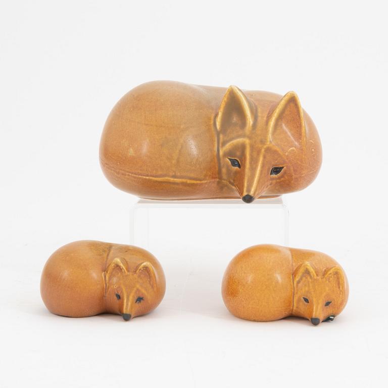 Lisa Larson, a set of three stoneware figurines, Gustavsberg.