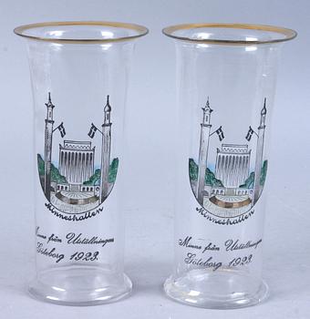 JUBILEUMSGLAS, 5 st, "Minne från Utställningen Göteborg 1923".