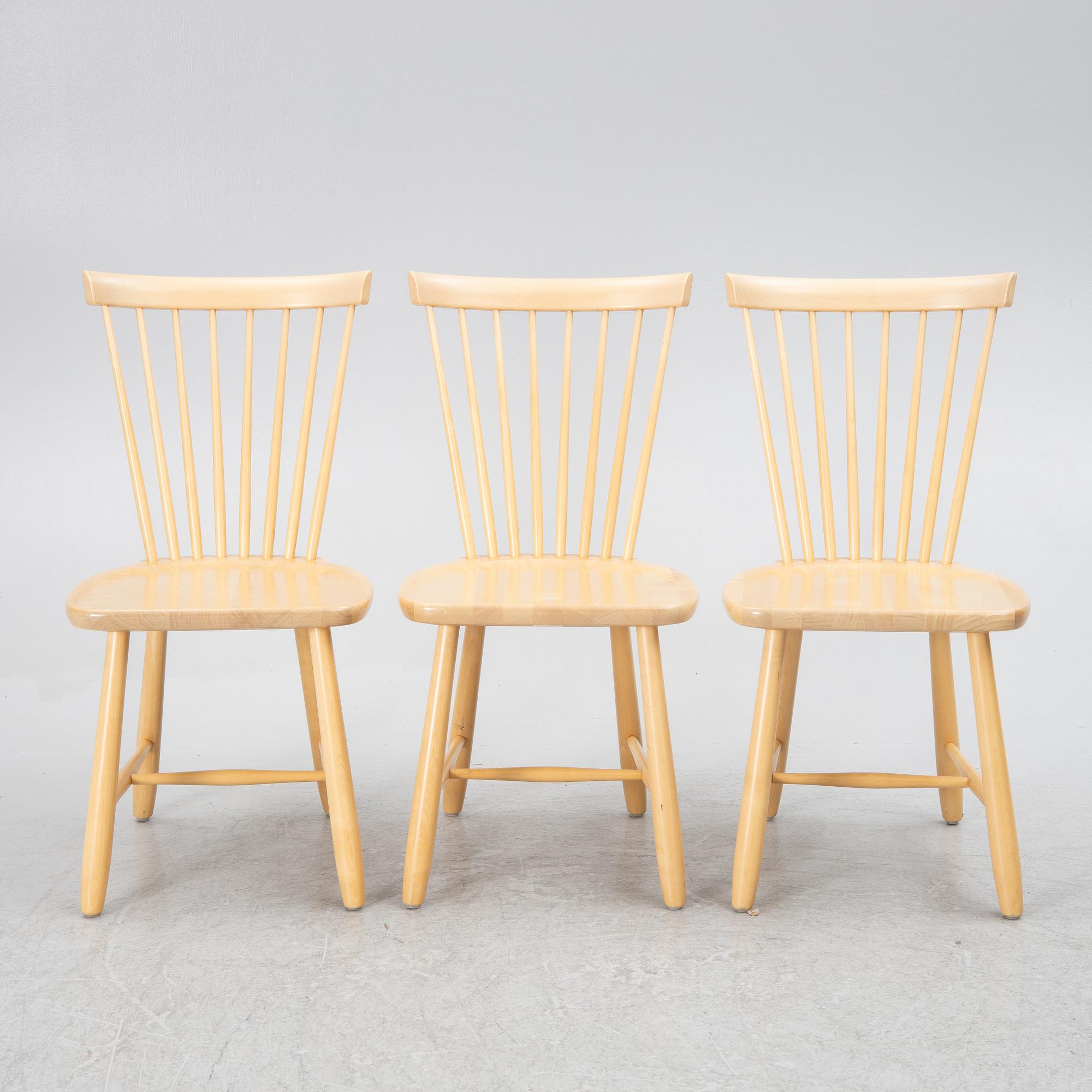 Carl Malmsten, a set of three chairs, "Lilla Åland", Stolab, 2002.