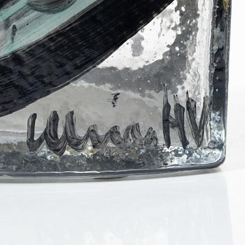 Ulrica Hydman-Vallien, a painted glass vase, Kosta Boda, ed 8/30.