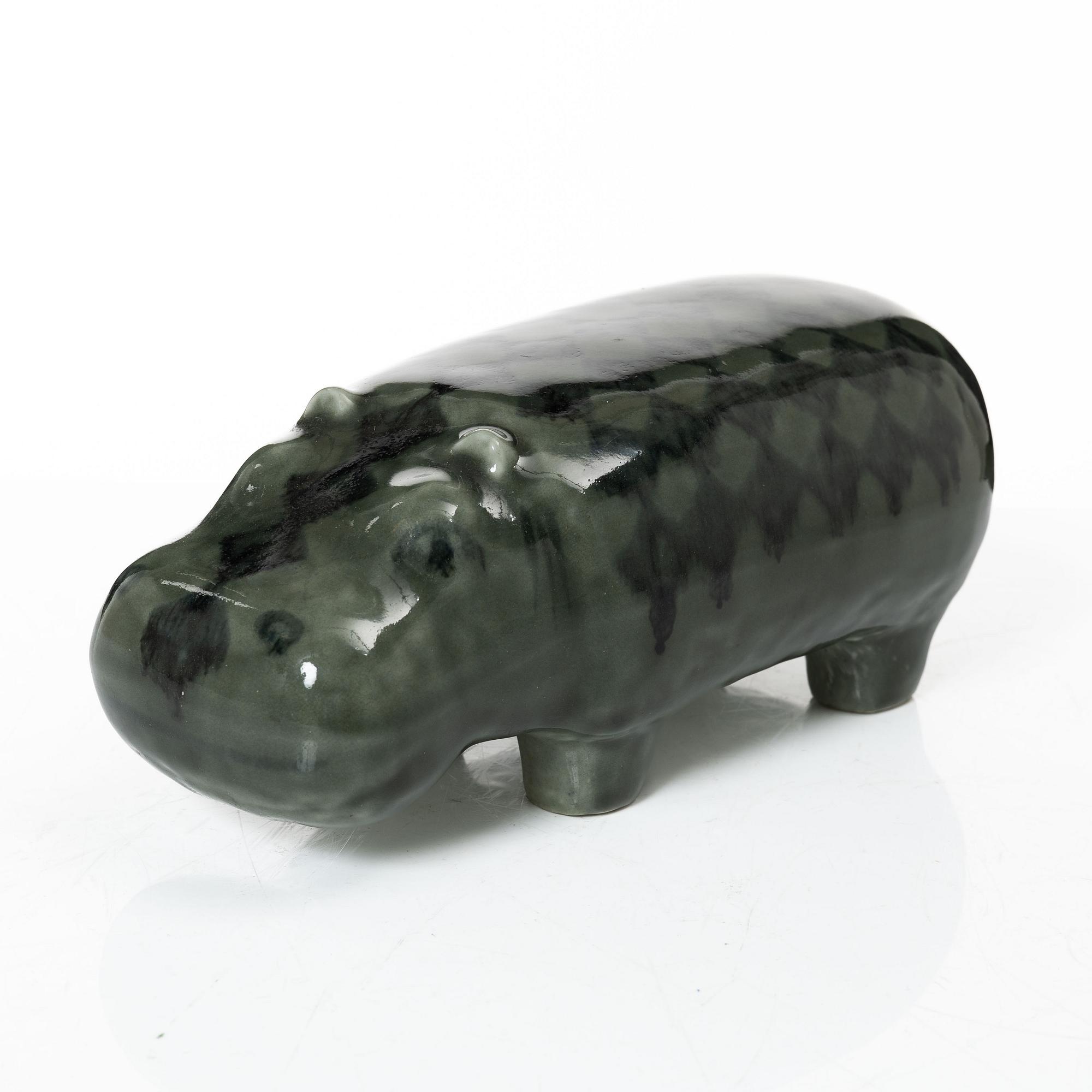 Lisa Larson, figurin, stengods, "Flodhäst" ur serien "Stora zoo", Gustavsberg.