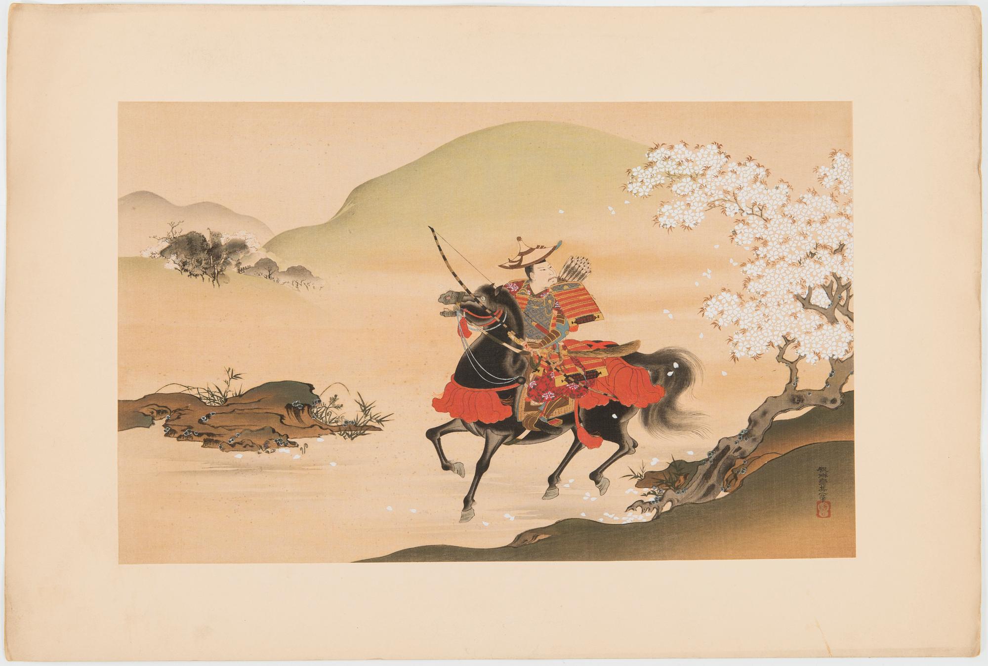 JAPANILAINEN PUUPIIRROS, triptyykki, myöhempi painos, 1900-luvun ensimmäinen puolisko, sekä kolme painotyötä.