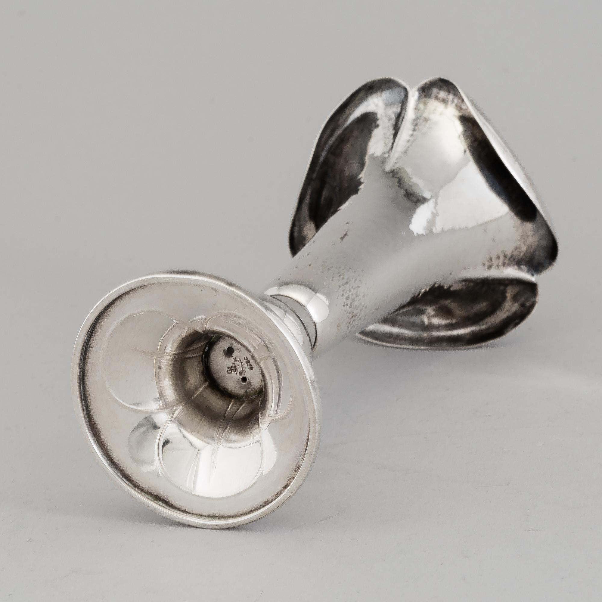A Danish Art Nouveau silver vase, maker's mark Mogens Ballin & Co, Copenhagen,