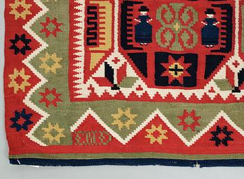 TÄCKE, två delar. Rölakan. 171 x 61 cm vardera. Skåne 1800-tal.