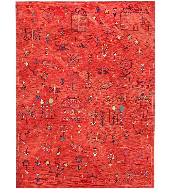 A carpet, Kilim, figural, c. 282 x 198 cm.