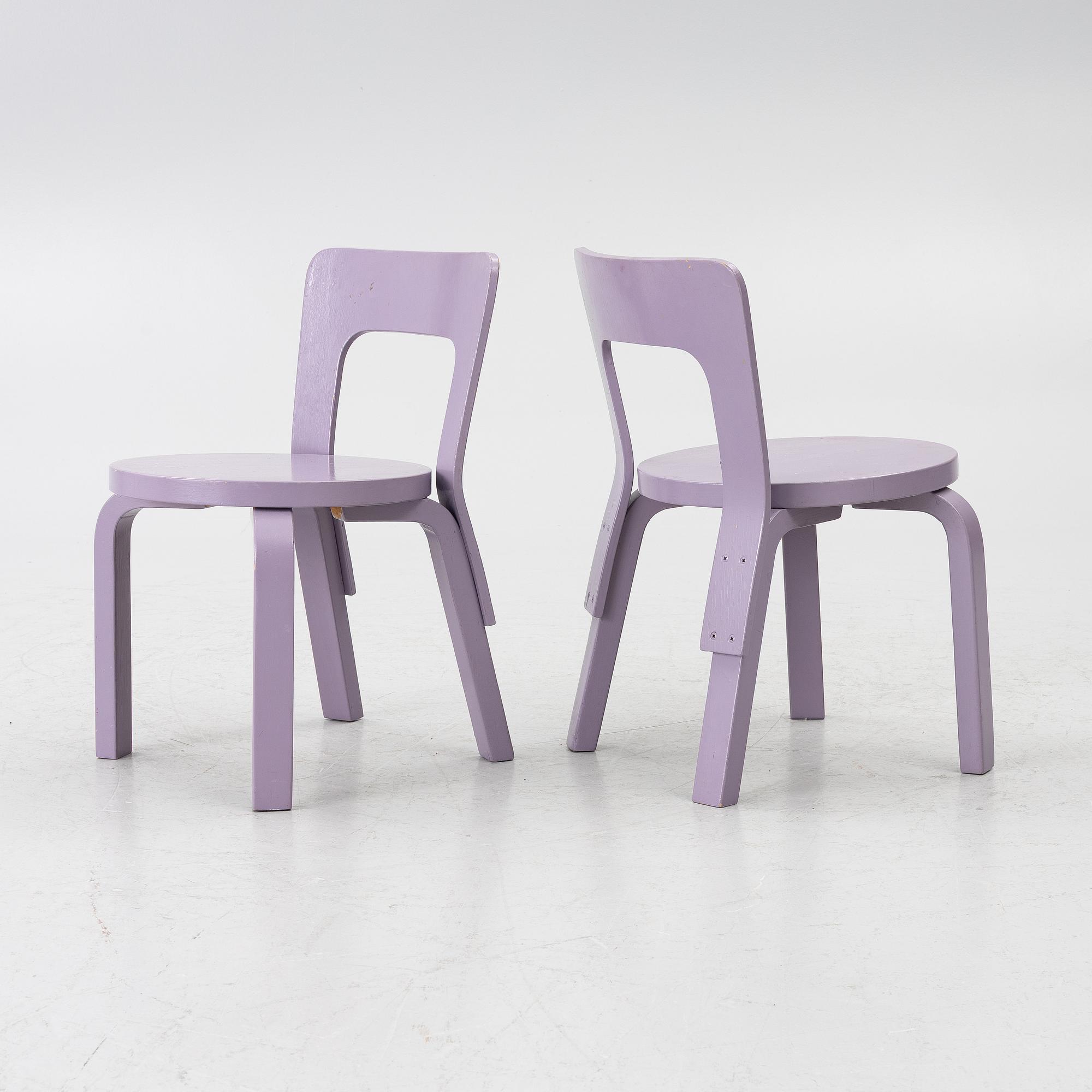Table, Gärsnäs, and a pair of No. 65 children's chairs by Alvar Aalto.