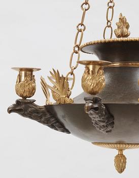 A Swedish Empire 19th century six-light hanging-lamp.