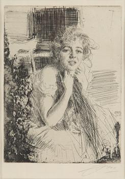 ANDERS ZORN, etsning, 1904, signerad med blyerts.