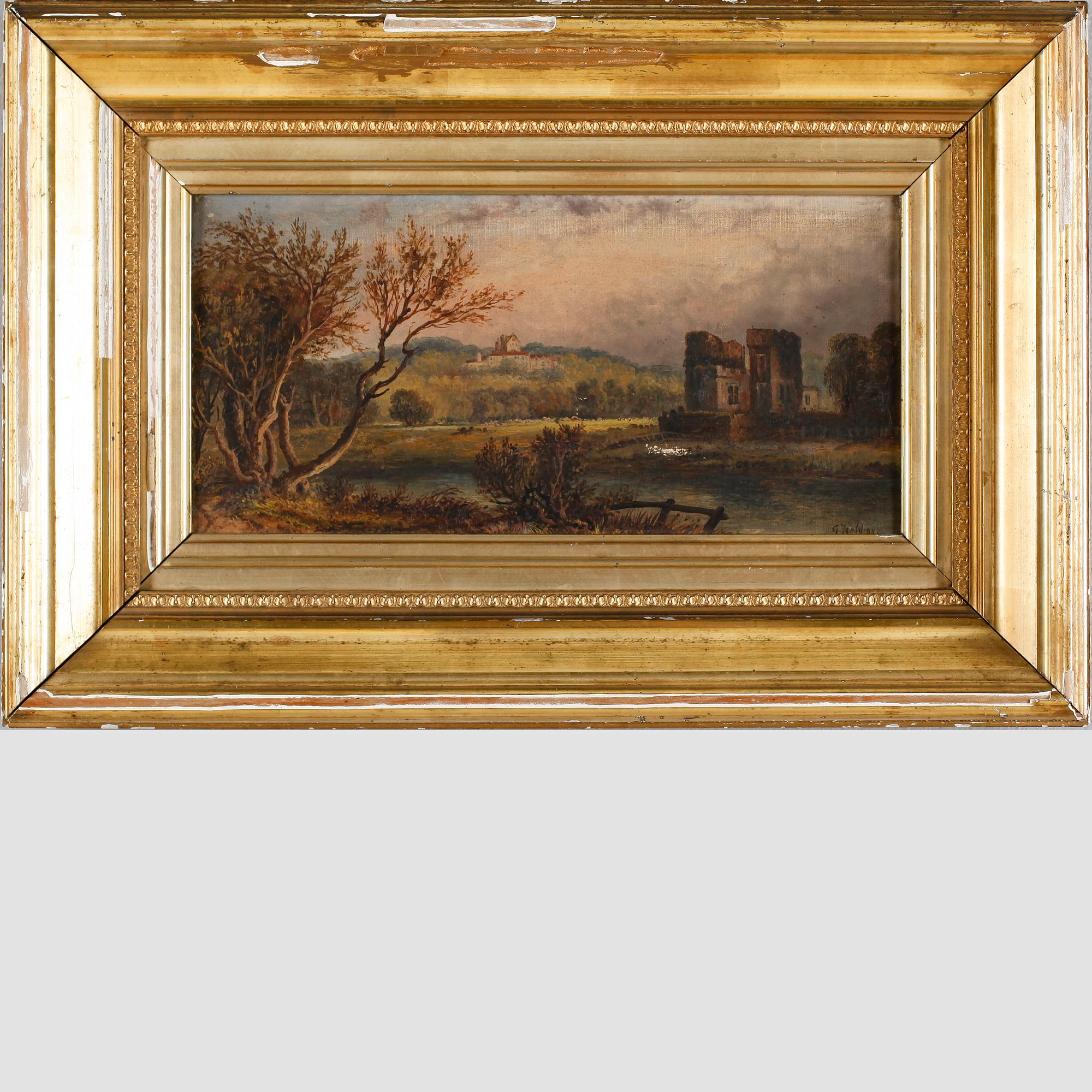 OKÄND KONSTNÄR, olja på duk, otydligt signerad, England, 1800-tal.