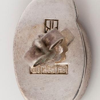Kaunis Koru, necklace and earrings, spectrolite, silver, 1992.