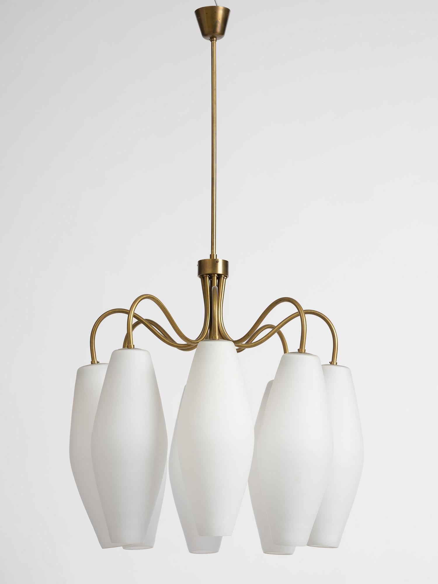 Harald Notini, eller Uno Westerberg, taklampa, Arvid Böhlmarks Lampfabrik, Stockholm, 1950-tal.