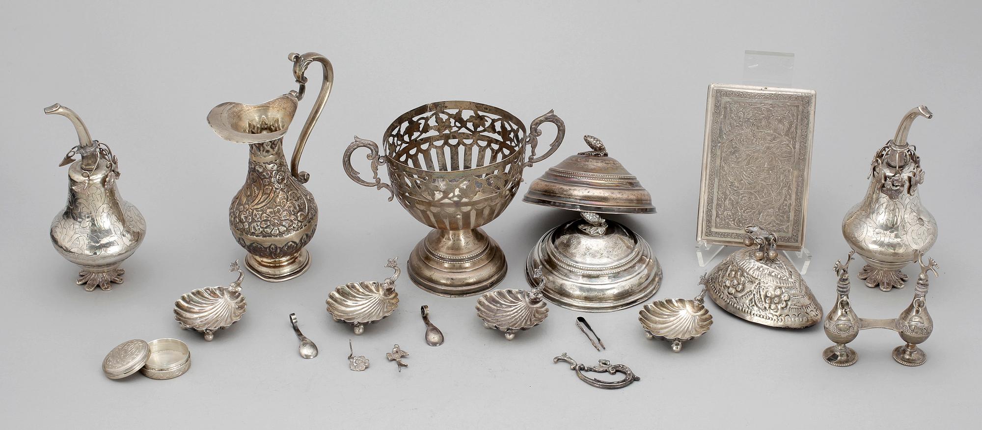 PARTI SILVER, 13 delar, Egypten, 1900-tal, vikt ca 1034g.