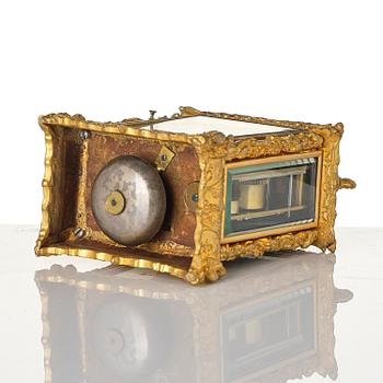 A Traveller's rococo style clock by Anton Liszt Vienna (1828-1868).